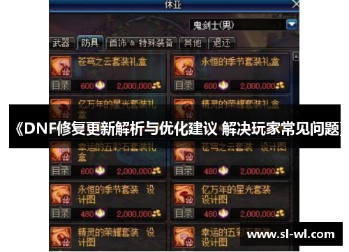 《DNF修复更新解析与优化建议 解决玩家常见问题》